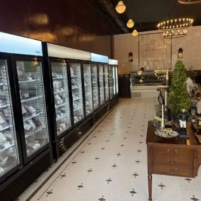 Dry Branch Farm Market in Danville, Kentucky has coolers full of fresh, locally raised meats.